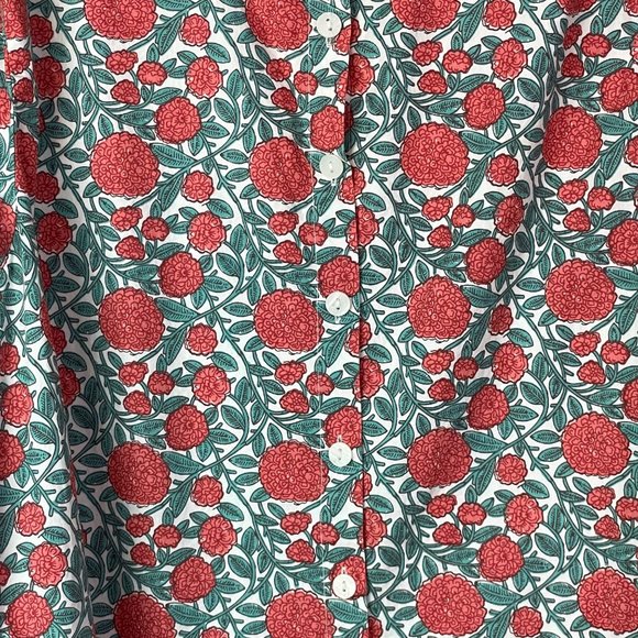 Tulip Top Button Down Floral Tunic 100% Cotton Long Sleeve Size Large Boxy - Picture 2 of 13